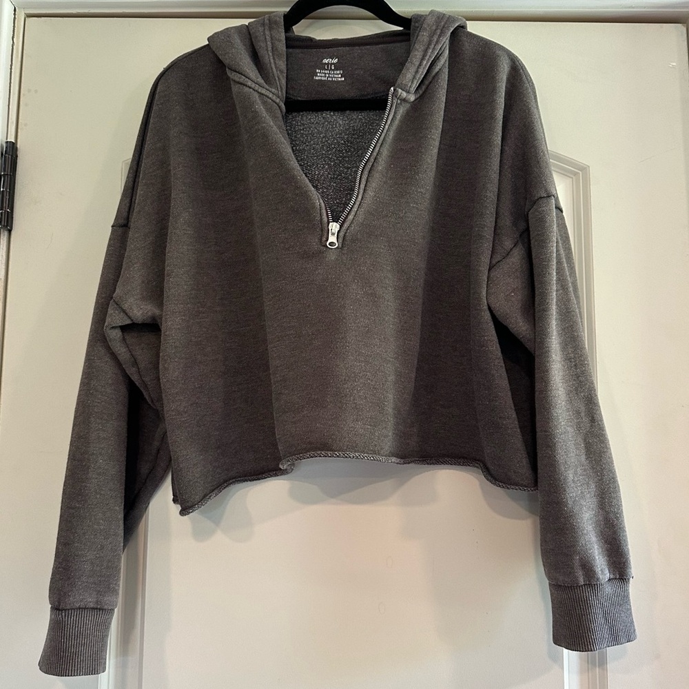 Aerie cropped quarter zip hoodie, light weight